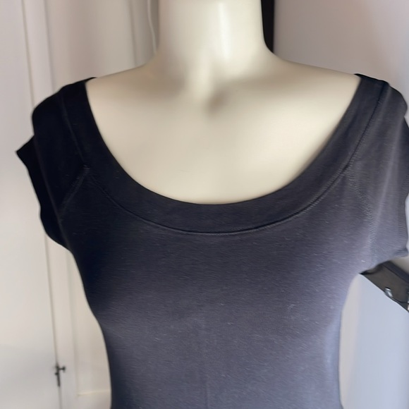 Philosophy, Black Ribbed Cotton dress with rounded neck and capped sleeves. - Picture 2 of 8